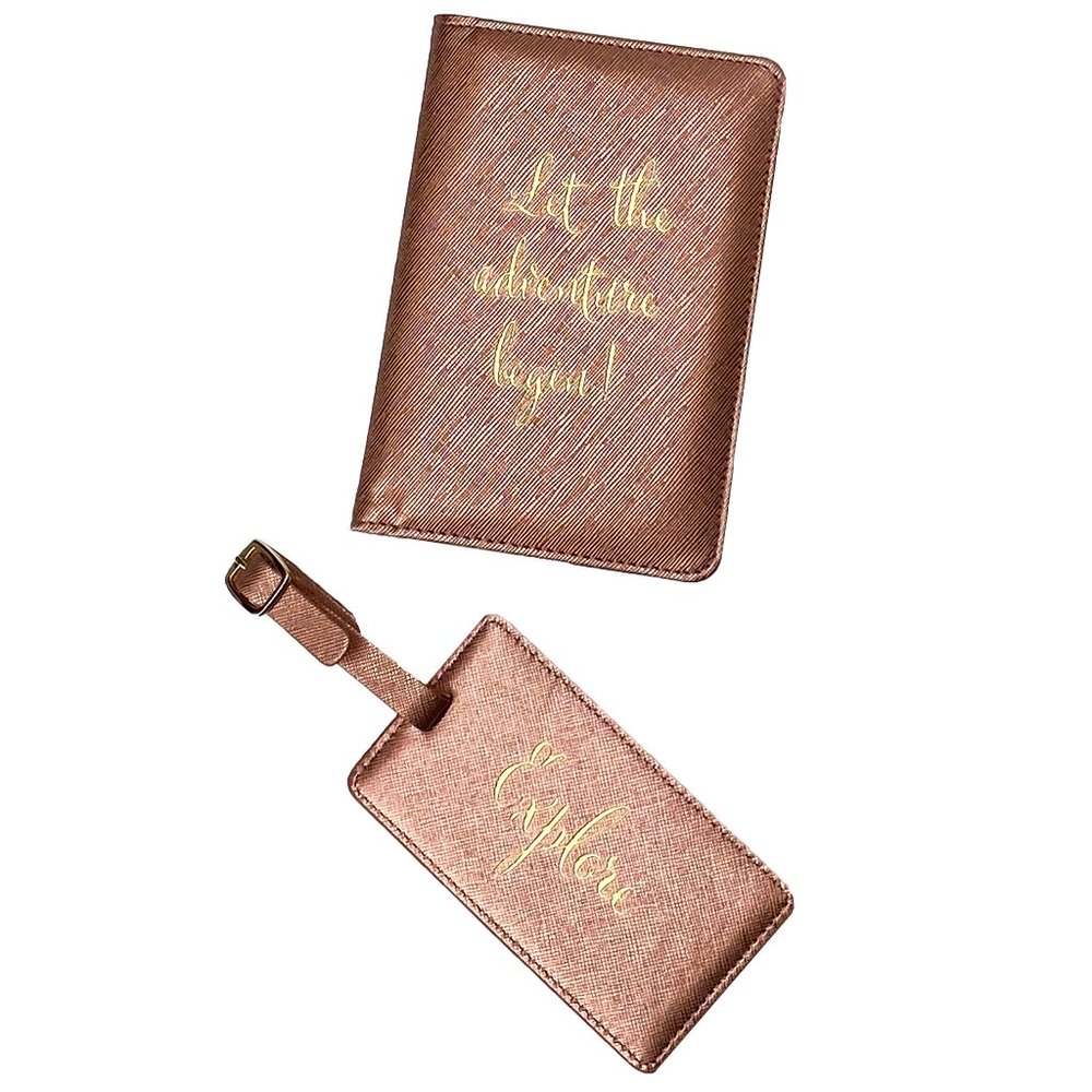 Hives & Honey Leah Luggage and Passport Set, Coral